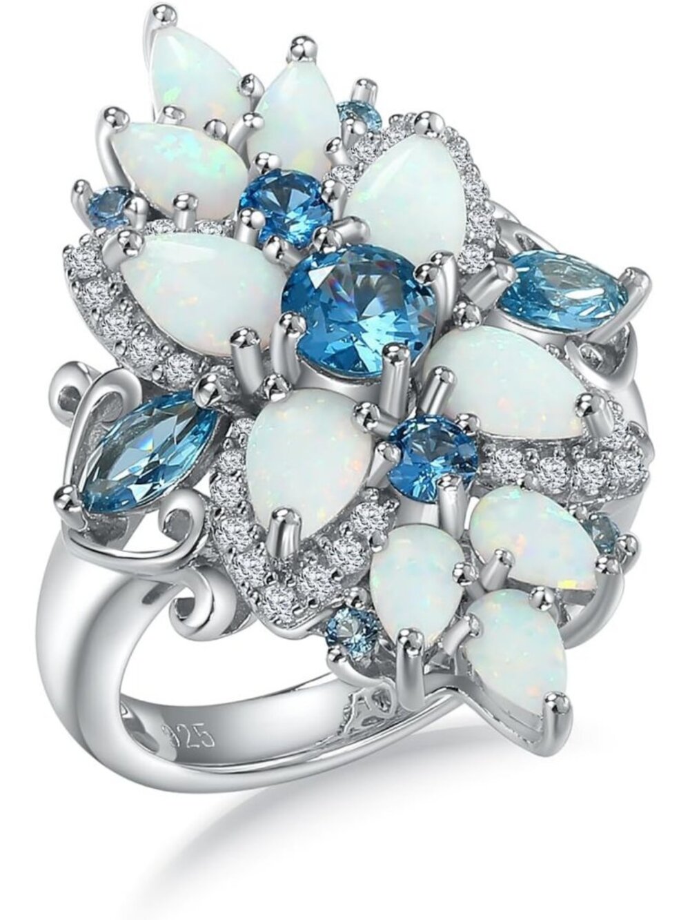 Bold Floral Statement Ring | Cocktail Leaf Design | Birthstone Anniversary Gift